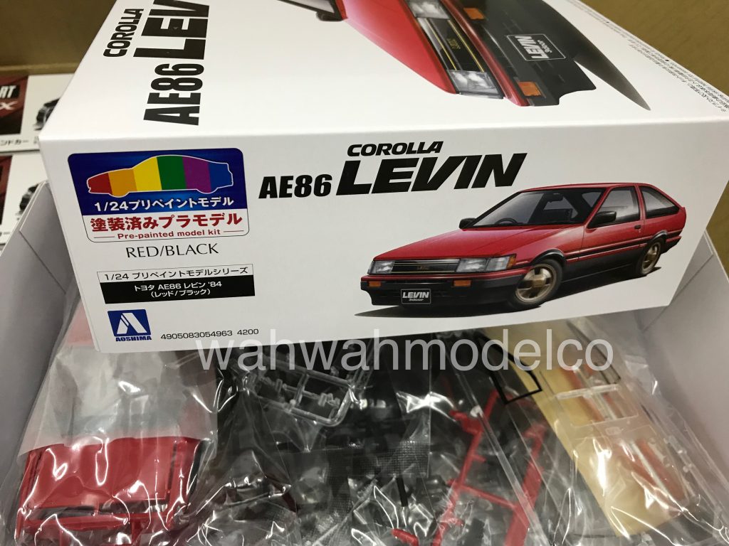 Aoshima 54963 Toyota Ae86 Levin 1983 Redblack 124 Pre Painted Kit